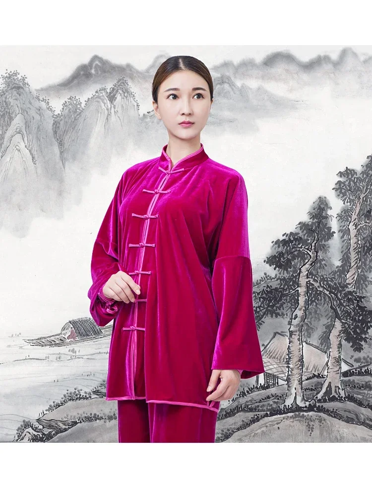 Winter Martial Arts Clothes Velvet Thicke Kung Fu Clothing Tai Chi Dragon Embroidery Tai Chi Uniform Chinese Traditional Set