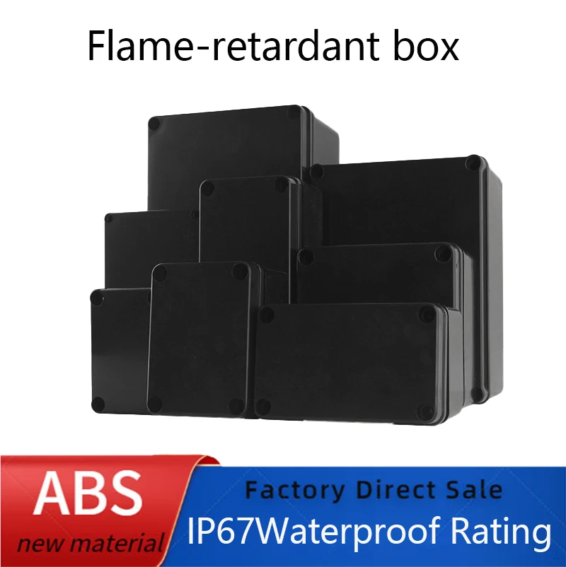 IP67 outdoor waterproof junction box, black flame-retardant box, electronic shell, ABS plastic power box, sealed box