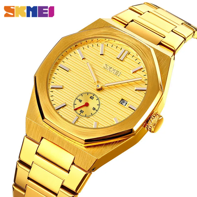 SKMEI 9262 Reloj Hombre Casual Quartz Men Watches Top Brand Luxury Stainless Steel Strap Date Time Waterproof Wristwatch Clock