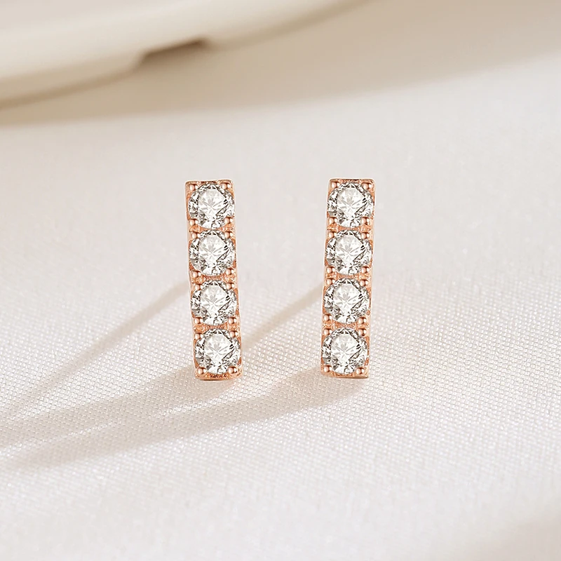 925 Sterling Silver Zircons Row Diamond Earrings Students Sweet Fashion Simplicity Temperament Birthday Ear Jewelry Party Gift