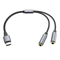 Typ C do podwójnego 3.5mm Jack AUX USB C męskie do 3.5 żeńskie udostępnianie muzyki Audio 2 Adapter do słuchawek Splitter Y Extender do Tablet/telefon