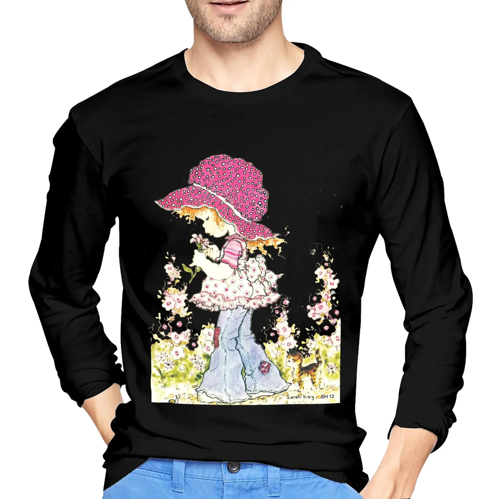 

Sarah Kay Girl Men's Long Sleeved T-shirt Casual Round Neck T shirts Spring and Autumn Men tops