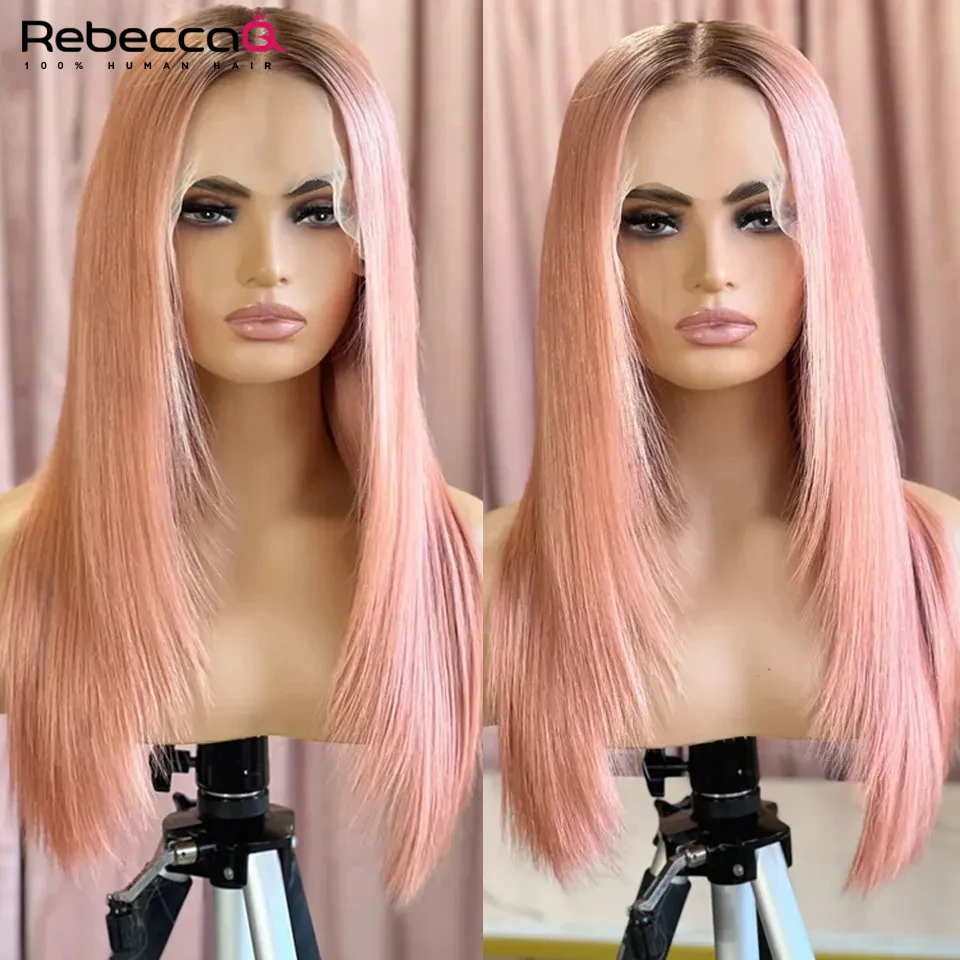 Pink Straight Lace Front Wigs 13x6x1 Lace Part Human Hair Wig For Women Transparent Lace Highlight Colored Brazilian Remy Hair