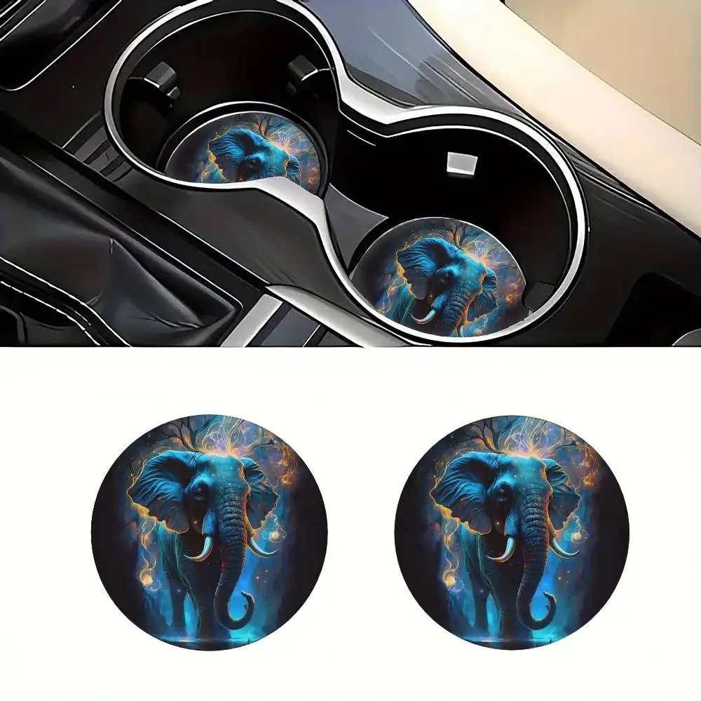 Starry Elephant EVA Car Cup Coasters 2pcs For Men & Women Car Accessories Holiday Gifts For Friends And Family