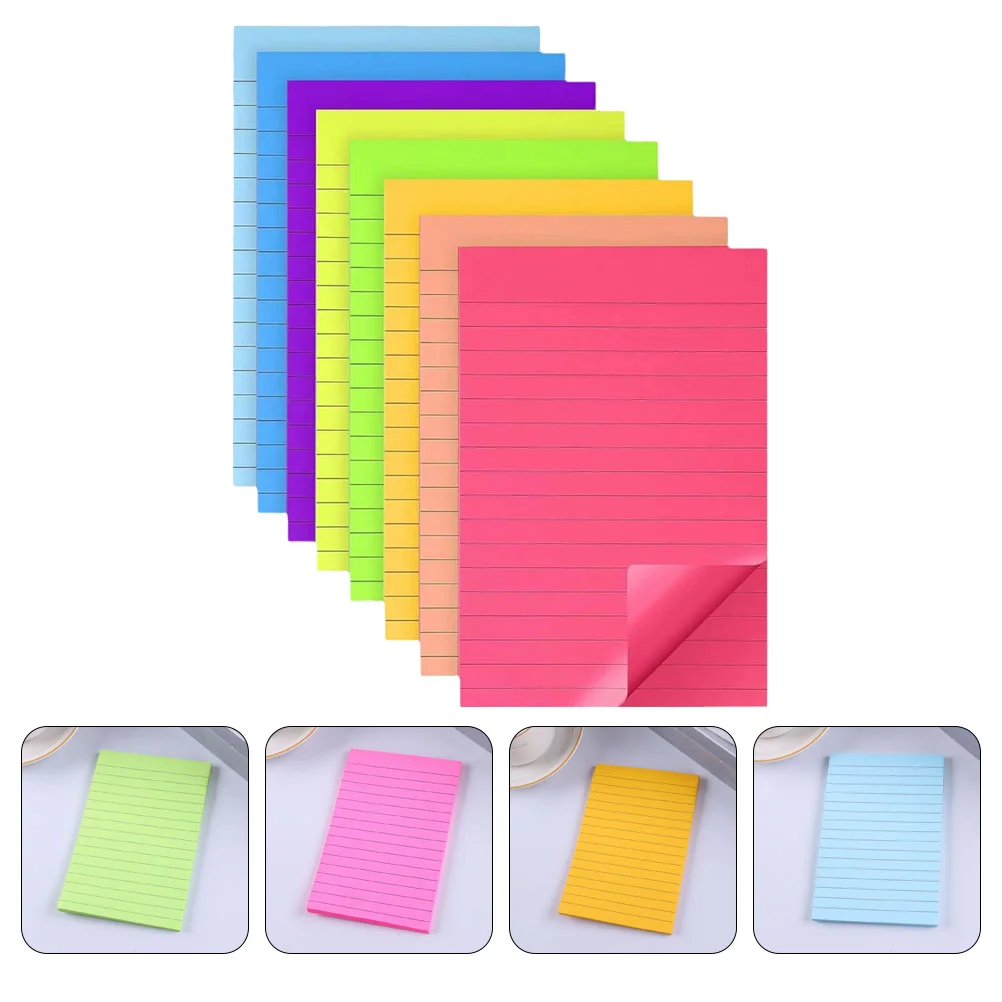 

8 Pcs Notebook Horizontal Sticky Notes Student Colored Stickers Notepad Paper Self-adhesive Tabs