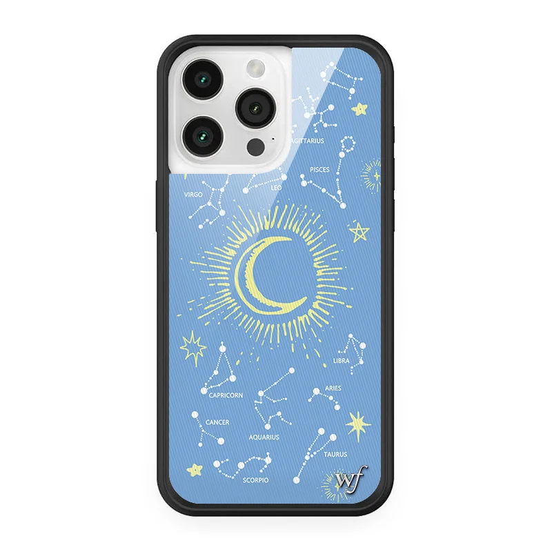 Wildflower 3D Flower Shockproof Cover For iPhone 13 14 15 16Pro Max WF Cute Cartoon Moon Sand WF Logo Line Starry Sky Phone Case