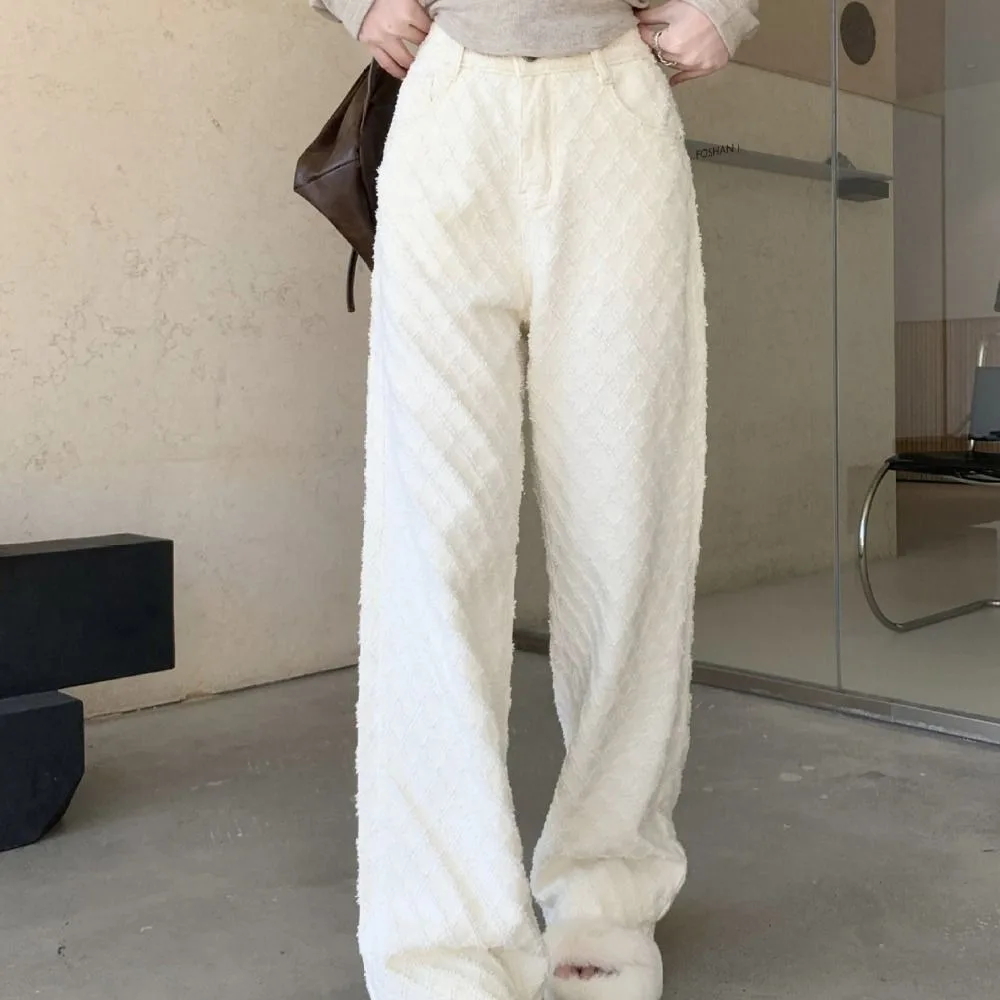 Jean en Denim à grille Simple pour femmes, Baggy à jambes droites, pantalon taille haute décontracté coréen Y2k, fête