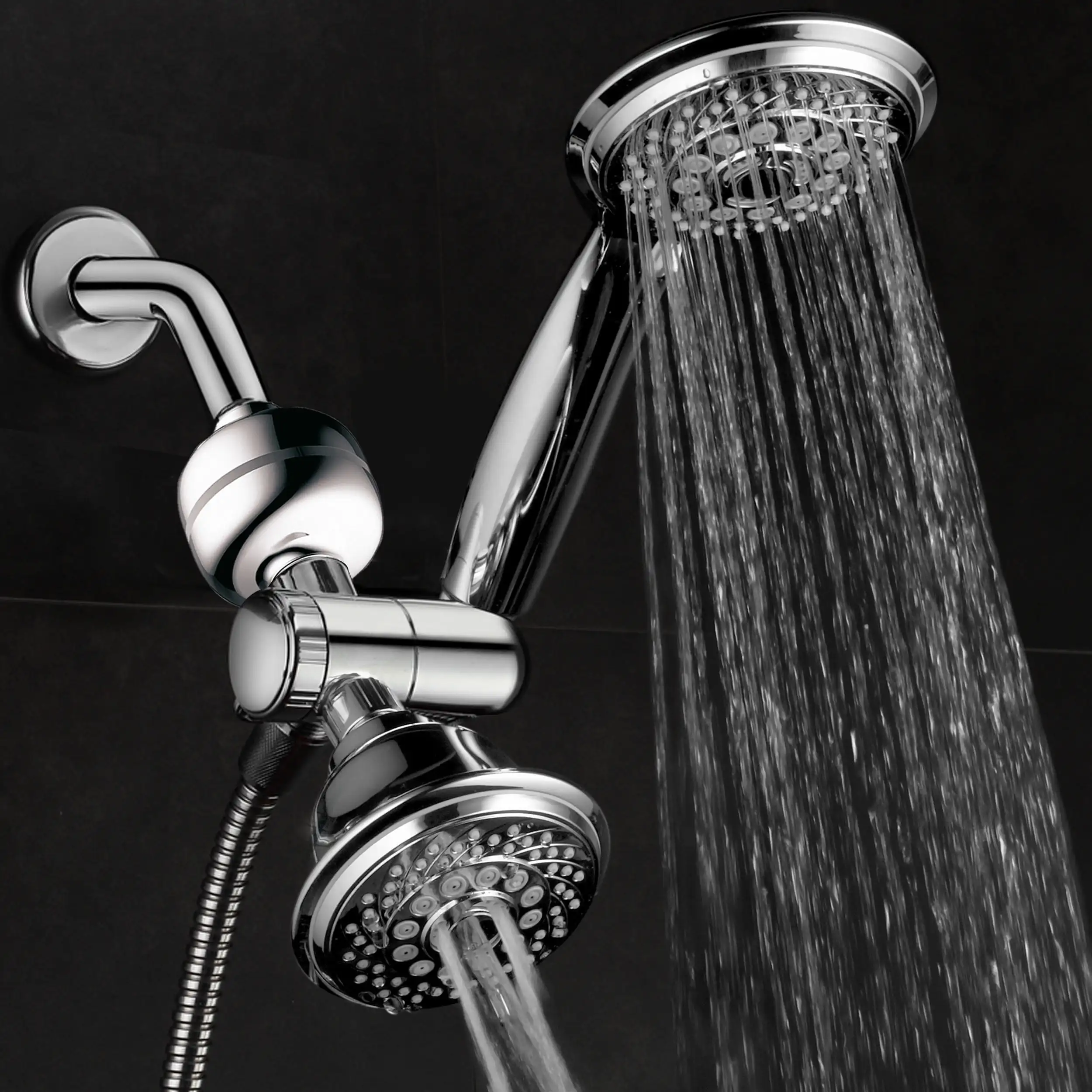 

24-Setting Luxury 3-Way Shower Combo, Shower Head and Handheld Chrome Ideal for home or apartment, hotel, etc