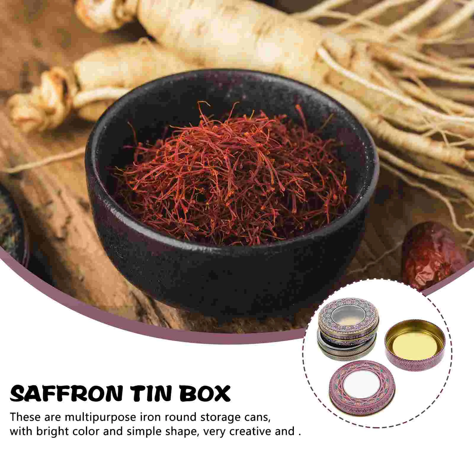 4 Pcs Saffron Tin Box Portable Jars Sealed Container Durable Canisters Compact Cans Metal Containers Small Storage