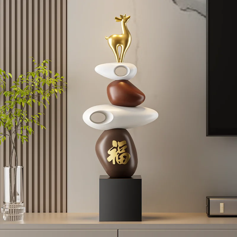 

Entrance Foyer Niche Art Sculpture Deer Ornament Light Luxury Living Room TV Cabinet Open Grid High-end Soft Decoration