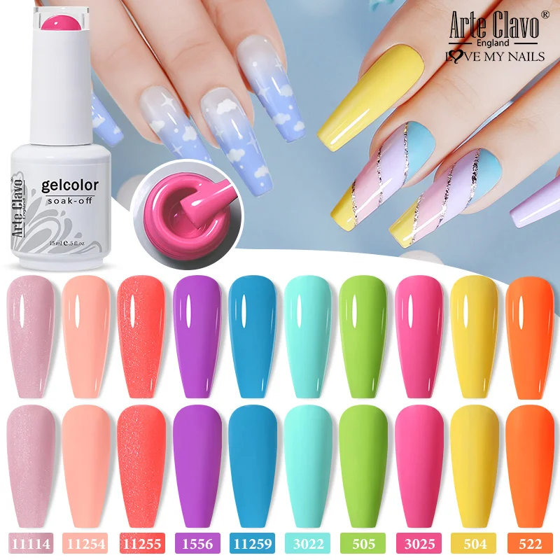 Arte Clavo 15 مللي بلون هلام مسمار البولندية الربيع الصيف سلسلة شبه دائم الأشعة فوق البنفسجية هلام نقع قبالة الأشعة فوق البنفسجية لتقوم بها بنفسك تصميم هلام مسمار الورنيش