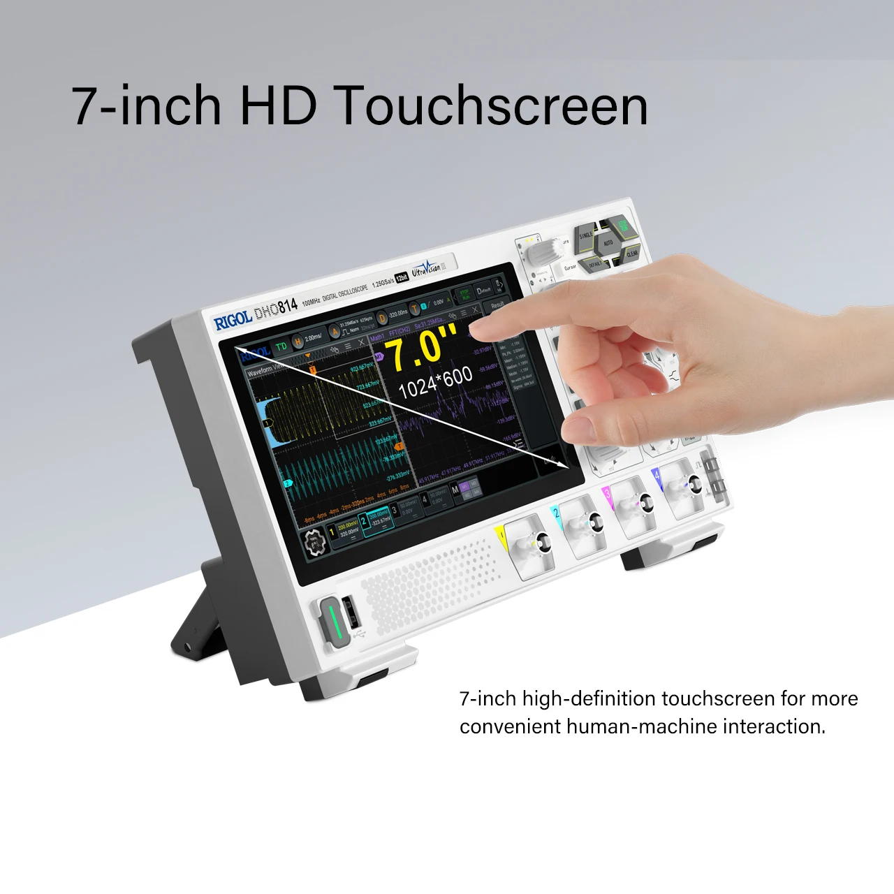 RIGOL DHO800 Series Digital Oscilloscopes Portable,70-100MHz,1.25G Sa/s, type-c Power Supply, DHO802/DHO804/DHO812/DHO814