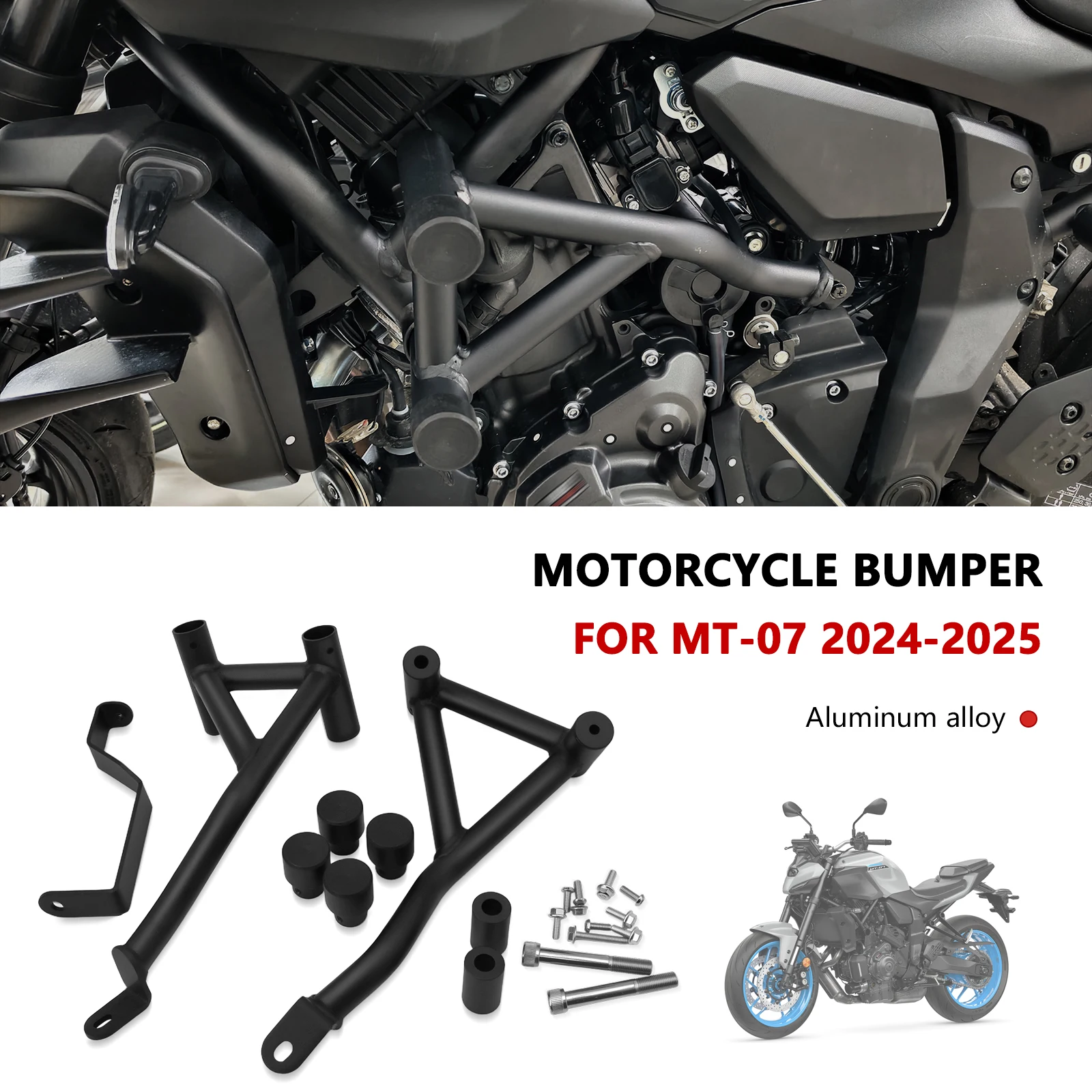 New Motorcycle Stunt Cage Bumper Frame Protector Fit For MT-07 MT07 2024 2025 Steel Engine Highway Guard Crash Bar