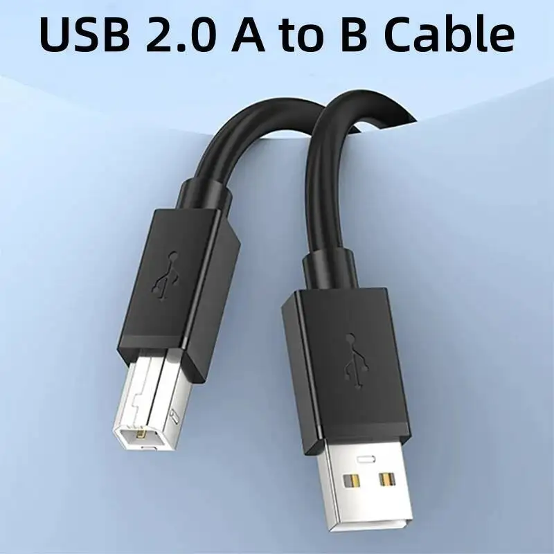 

2M High Speed USB 2.0 A Male To B Male Cable Black Data Cord for Computer Laptop Printer Scanner MIDI Keyboard DJ Controller