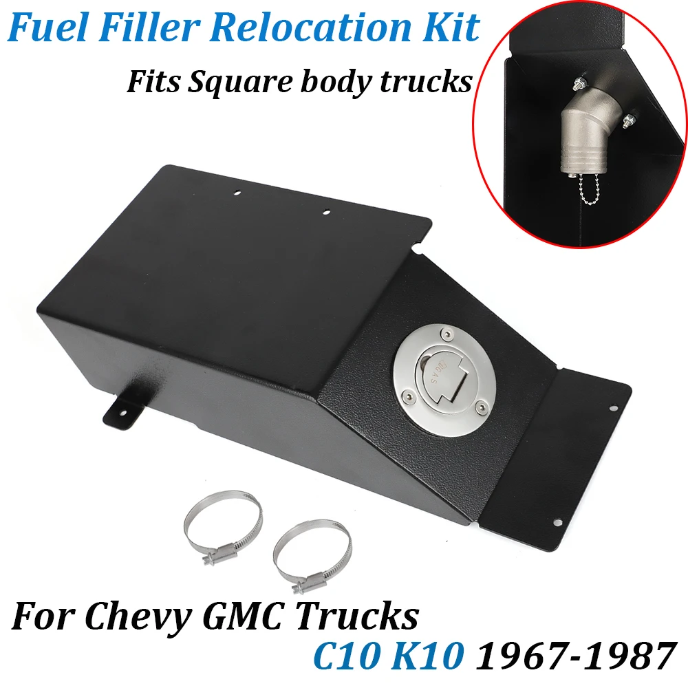 Truck Bed Fuel Filler For Chevy GMC C10 K10 1967-87 Gas Door Cap Relocation Kit ﻿