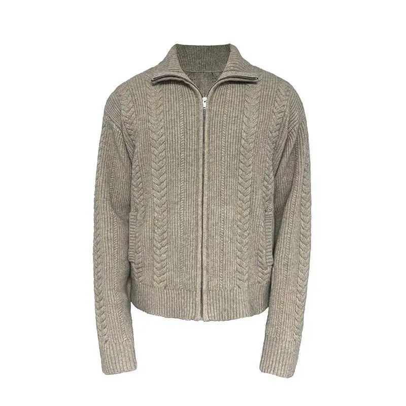 HKSH Autunno Inverno Nuovo Uomo Marea Colletto rovesciato Cerniera Cravatta Fiori Design Maglione sottile Cardigan Casual Elegante Ins Cappotto HK13724