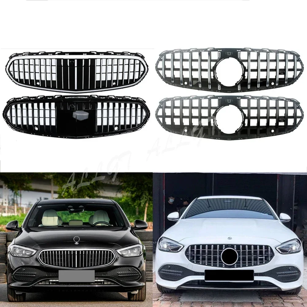 Car Front Racing Facelift Grill Upper Bumper Grilles For Mercedes-Benz W206 C-Class 2022+ GT Maybach Style