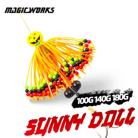 Magic Works Catfish Fishing Equipment Tairubber Lure Sea Artificial Fishing Bait Boat 100g 140g 180g Rubber Skirt Catfish Tackle