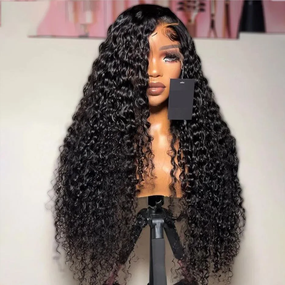 

Natural Black Soft Glueless 26“Long 180Density Kinky Curly Lace Front Wig For Women With BabyHair Preplucked Daily Cosplay