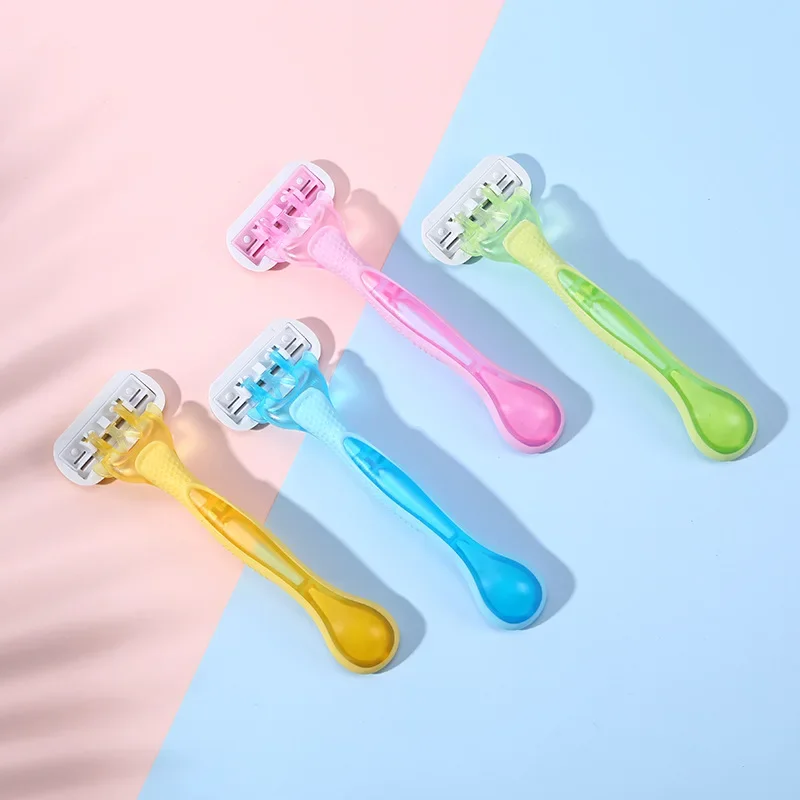 1 Handle + 4 Blade Women Safety Razor Blades Face/ Leg/ Armpit/ Bikini Beauty Hair Removal Shaving Compatible Shaver
