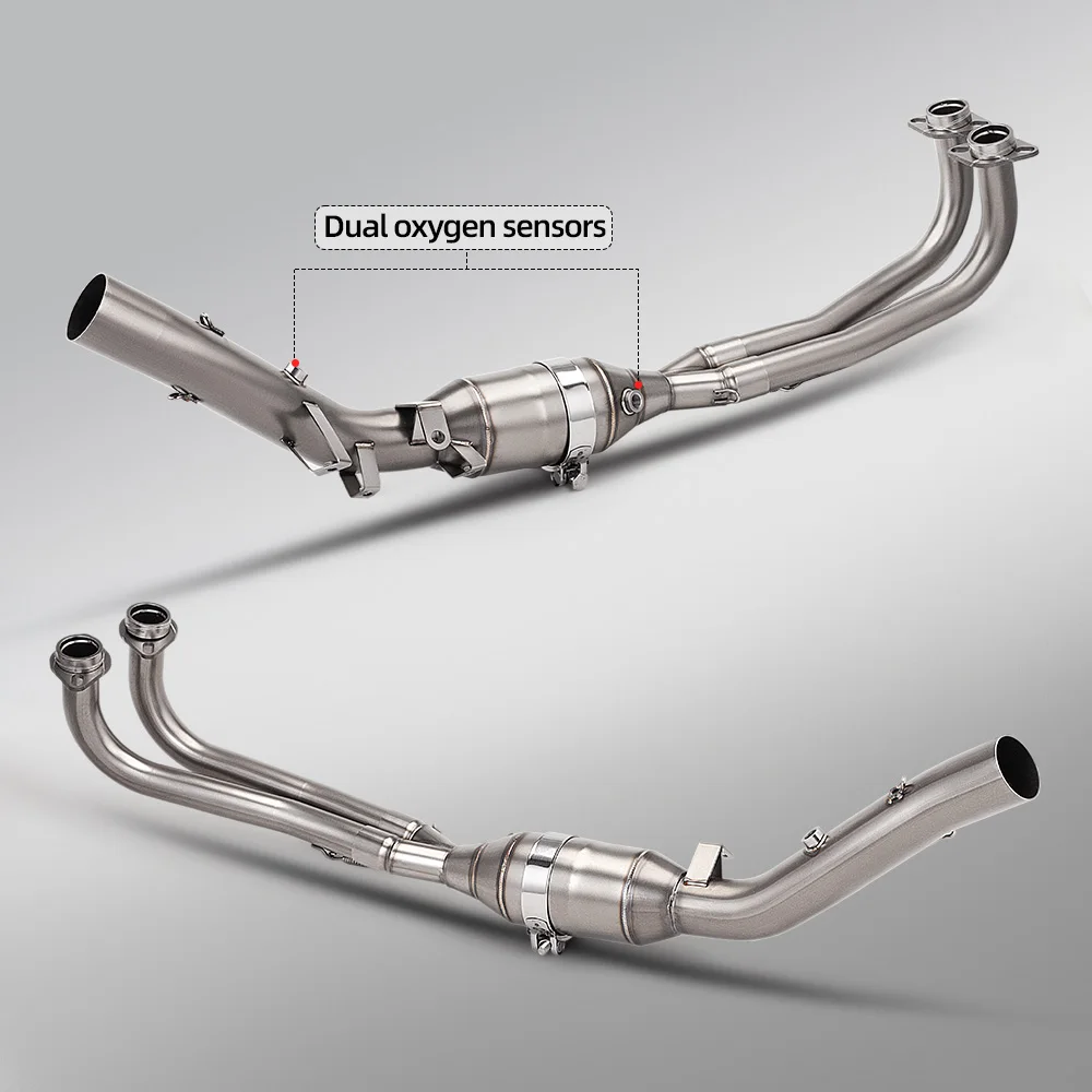 High-Performance Exhaust System for TMAX530 TMAX560 Split Front Section Slip-On Dual Oxygen Sensor with Carbon Fiber Cover