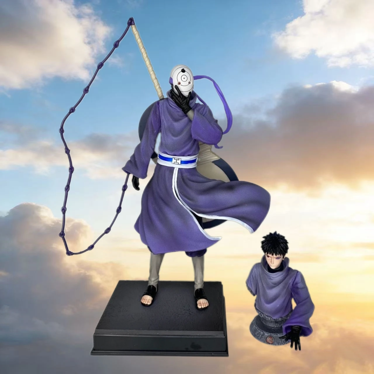 

36cm/14in Anime Naruto Uchiha Obito Action Figures double headed Statue PVC Desktop Decoration Ornament Gift for Anime Fans
