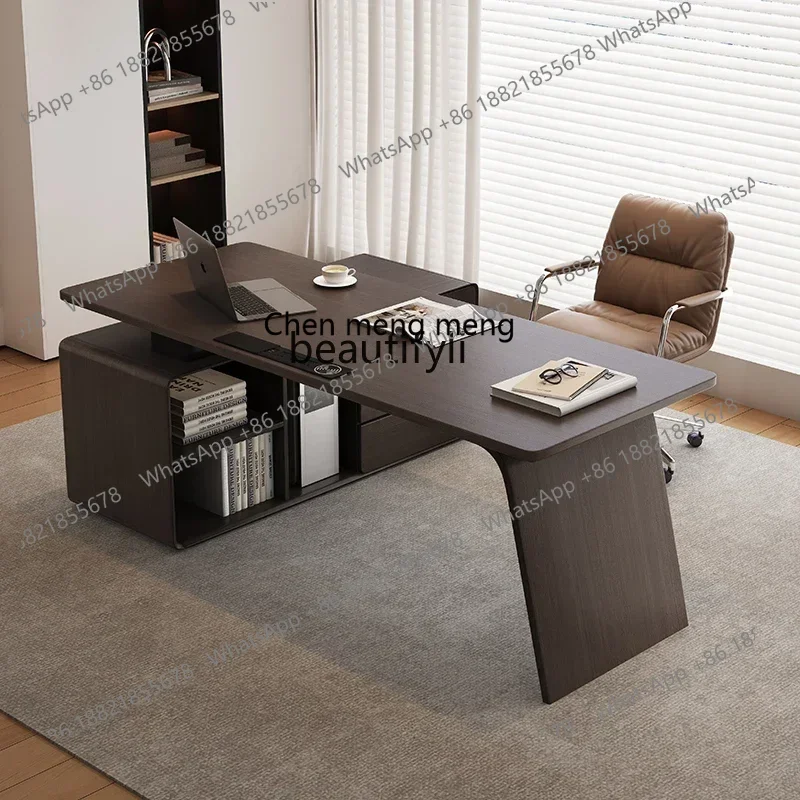 ss7486 SSItalian minimalist smoked wood desk, home study workbench, designer high-end solid wood deskNew Light Luxury