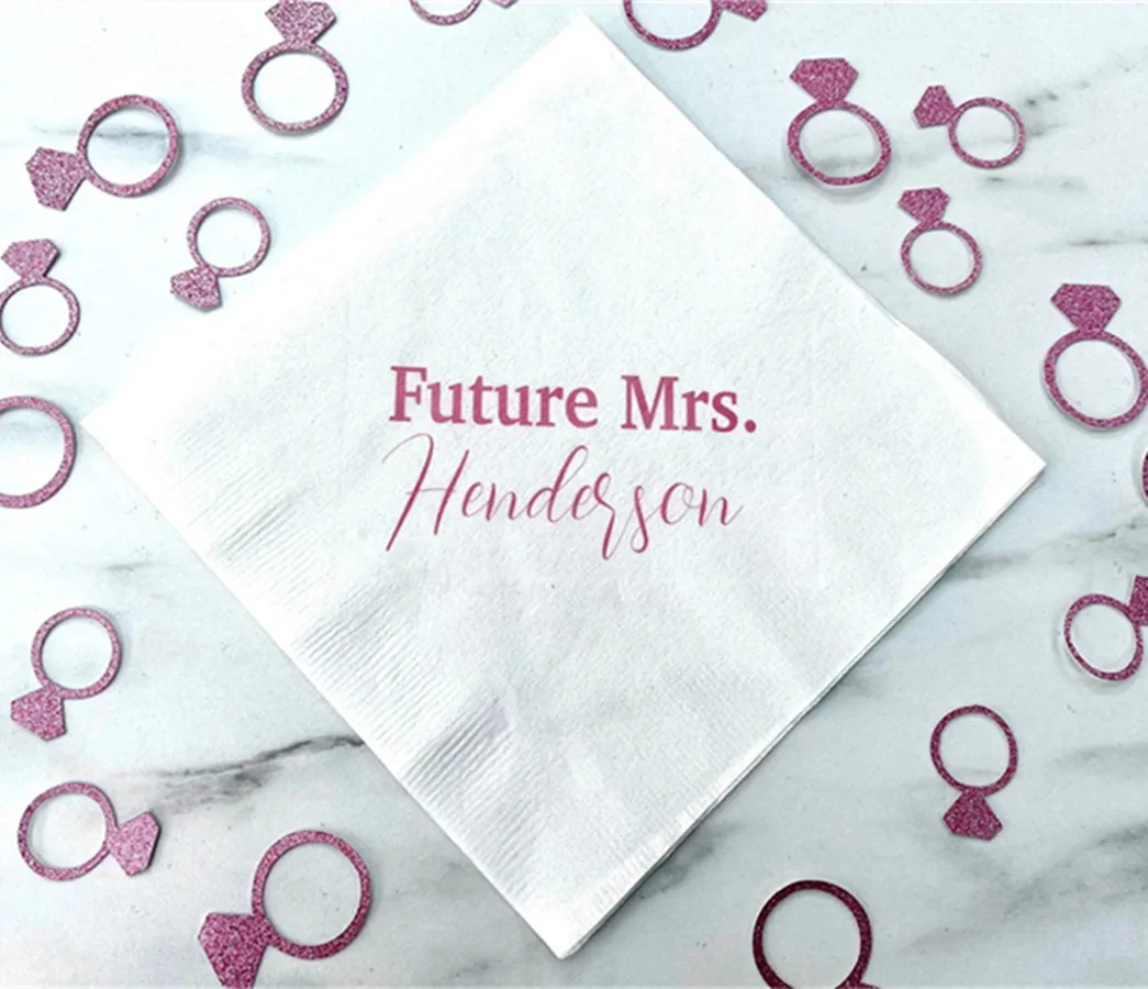 

50PCS Personalized Bridal Shower Napkins, Future Mrs., Bachelorette Party Napkins, Hen Party, Bridal Shower Decor, Engagement