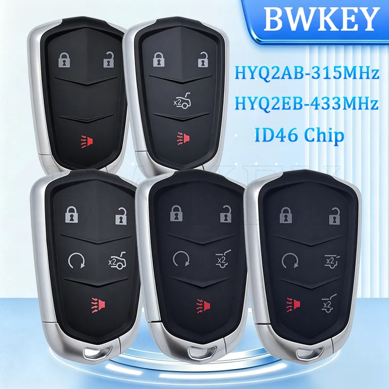 BW HYQ2AB-315MHz HYQ2EB-433MHz ID46 Chip 3-6BTN Smart Remote Key Fob For Cadillac Escalade ESV XTS CTS ATS XT5 XT4 CT6 2015-2019