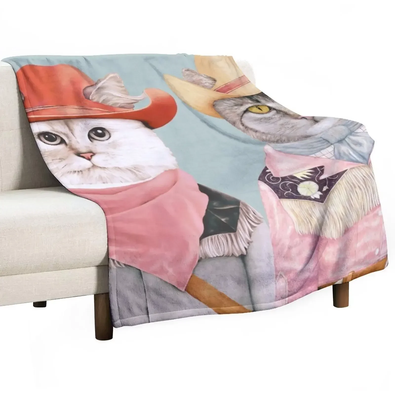 

Cowboy Cats Throw Blanket Thermal Picnic Decorative Sofa Luxury Designer Blankets