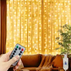 LED Curtain String Lights USB Powered Remote Fairy Lights Garland for New Year Wedding Party Home Camping Decoration Christmas