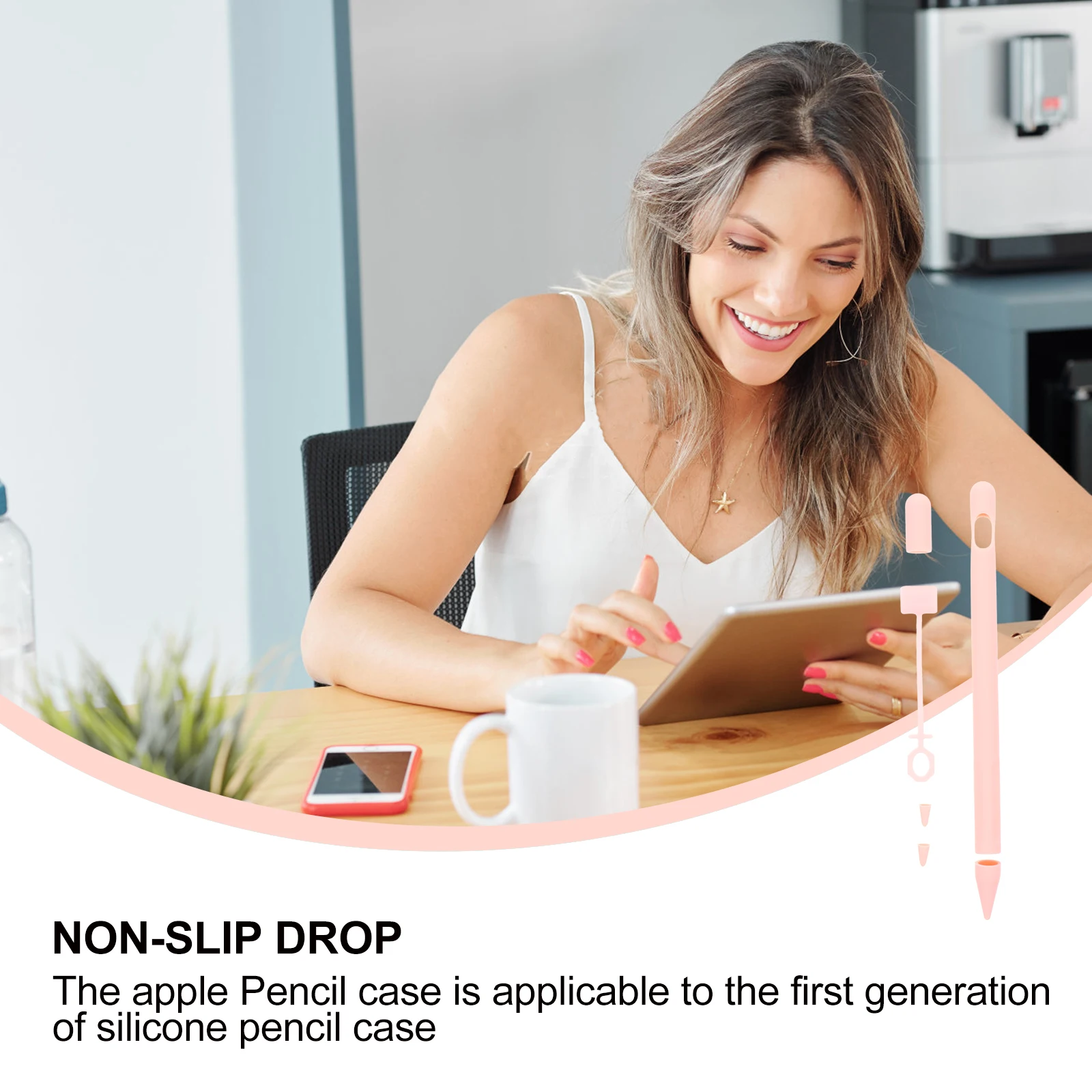 

2 Units Premium Silicone Pencil Cover Case Stylus Pen Protector 1St Generation Drop Proof Scratch Resistant Cute Color