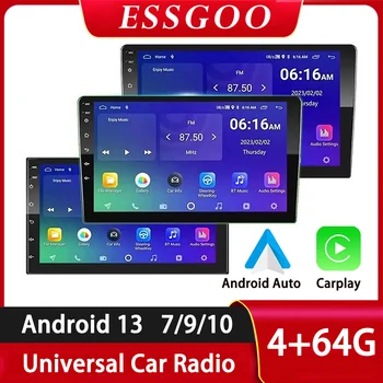 Essgoo-ユニバーサルカーマルチメディアビデオプレーヤー,カーラジオ,FMステレオ,CarPlay,Android 13,mp5,wi-fi,GPS, 2 DIN,7インチ,9インチ,10インチ
