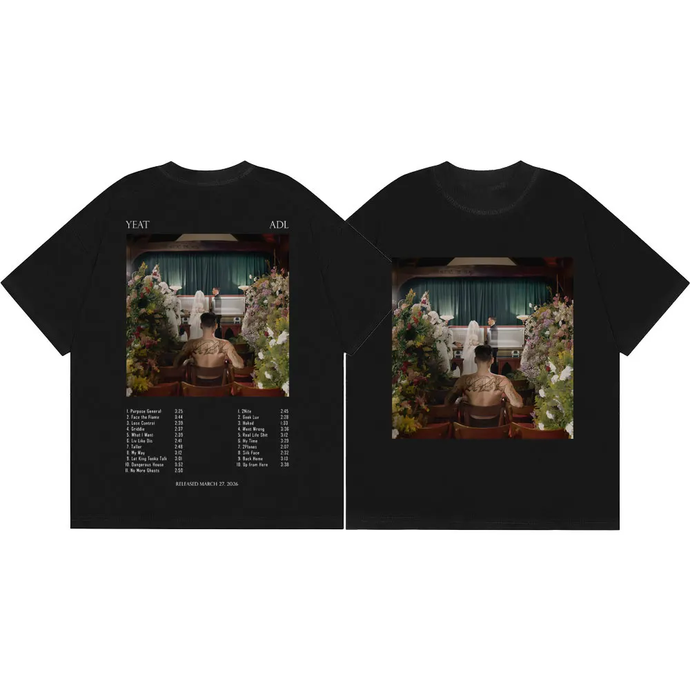 Camisetas de Moda Hip Hop del Álbum Musical ADL del Rapero Yeat, Ropa para Hombre y Mujer, Camiseta de Algodón de Alta Calidad de Manga Corta