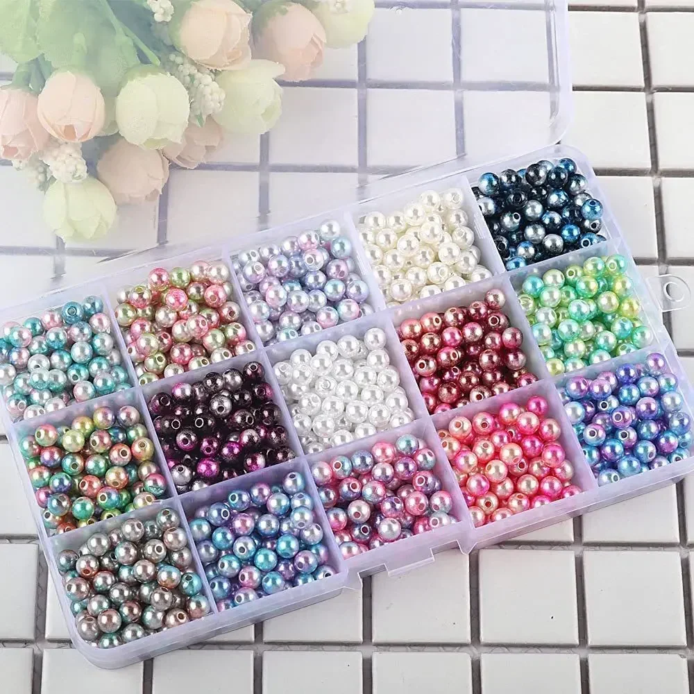 1200pcs Boxed ABS Mermaid Fantasy Two-color Beads DIY Bracelet Necklace Accessories