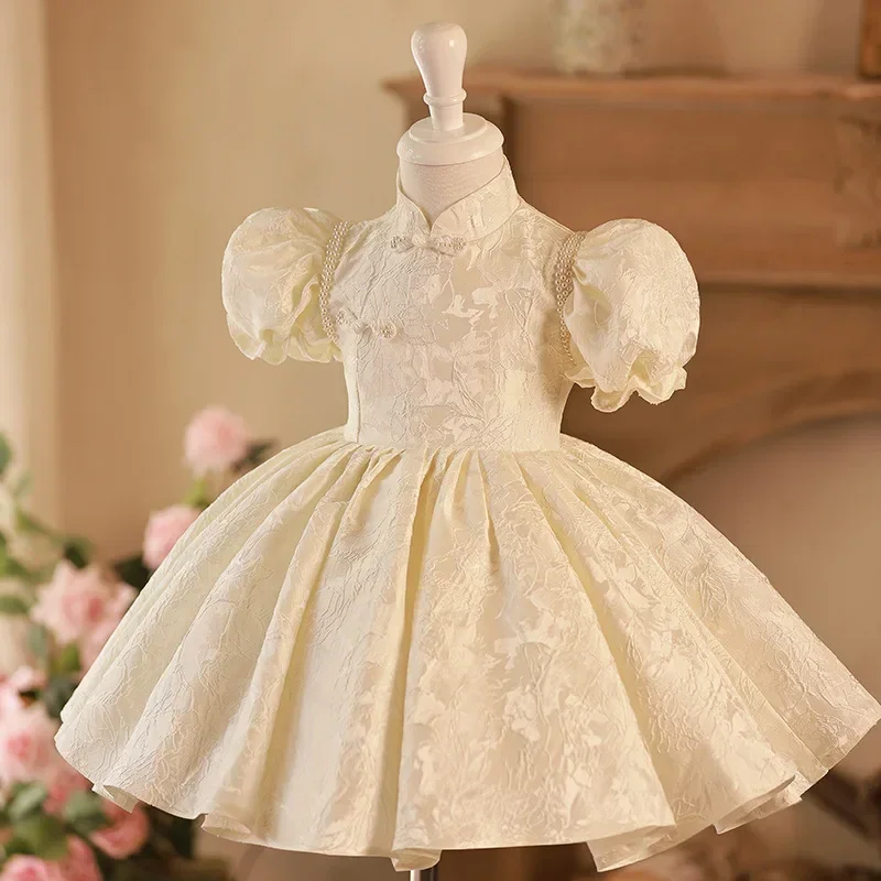 One Year Old Girl Princess Skirt Wedding Kid Dress Birthday Performance Lace Princess Party Evening Dress Kid Clothing 1-12 Y