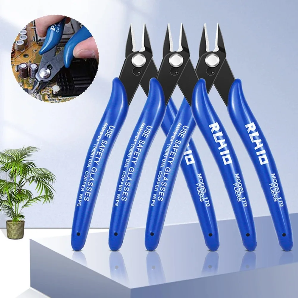 170 Wire Cutter DIY Trimmer Diagonal Side Cutting Cable Nippers Red Blue Pliers Hand Mini Snips Flush Nipper Trimmer Hand Tools