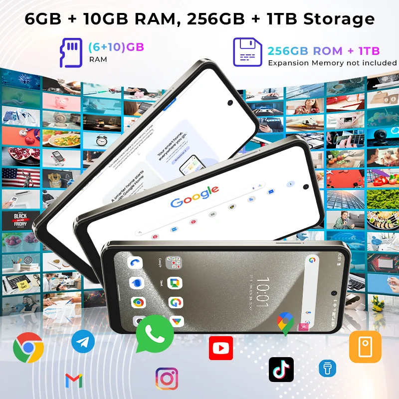 HOTWAV Note 13 Max هاتف محمول أندرويد 14 6.8 بوصة HD + 16(6 + 10) جيجابايت 256 جيجابايت هاتف محمول 48 ميجابكسل 5160 مللي أمبير 9.2 مللي متر هاتف ذكي فائق النحافة