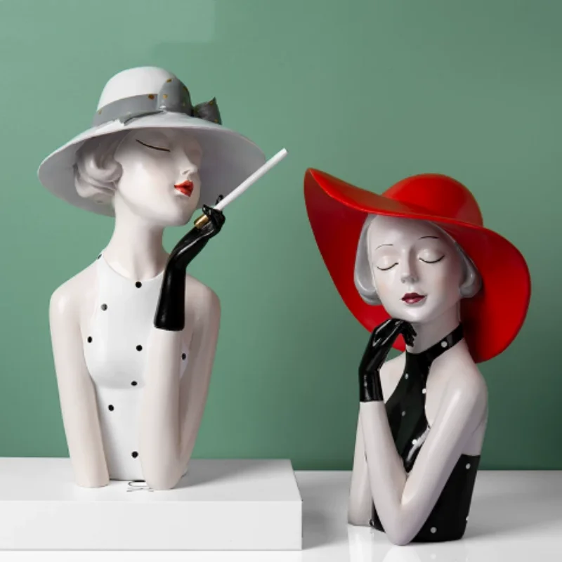 Modern Luxury Urban Chic Girl Sculpture - Minimalist Elegant Woman Art, Tabletop Centerpiece & Home Desktop Decor