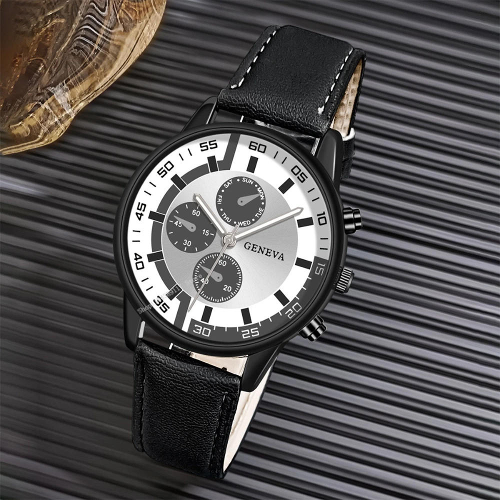 メンズ ファッション ウォッチ セット ビジネス トレンド 多用途 レトロ クラシック ラウンド ダイヤル クォーツ時計セット 彼へのホリデー ギフトとして