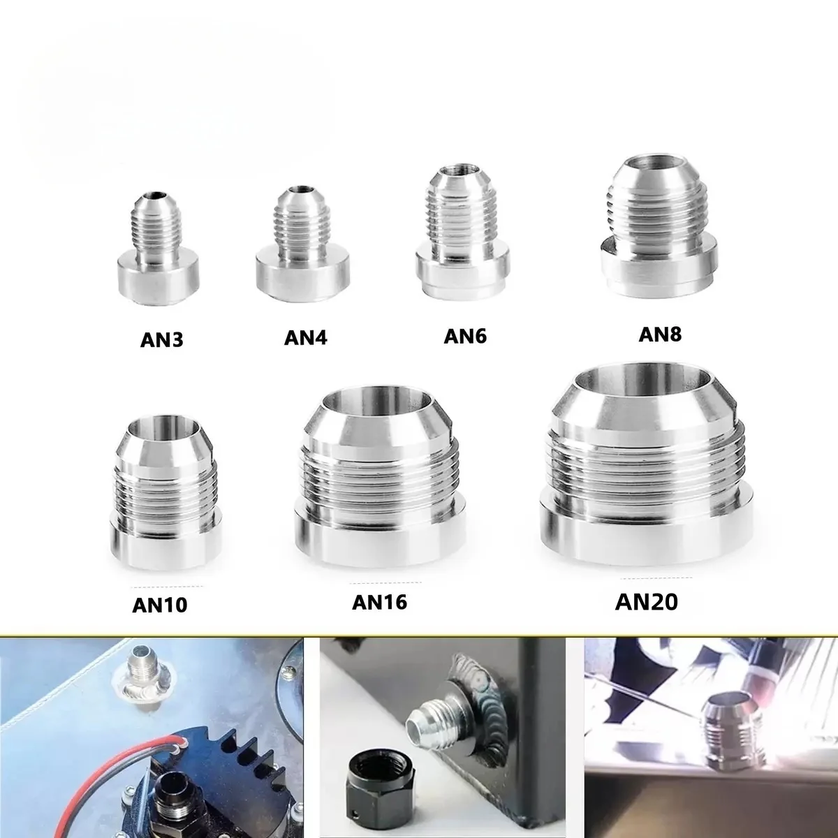 AN20 AN16 AN12 AN10 AN8 AN6 AN4 AN3 Male Billet 6061T6 Aluminum Alloy Welded Joint ON / Weld IN Fitting Bung