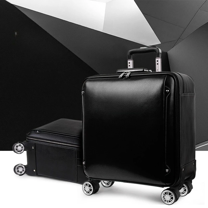 Suitcase Cowhide trolley case 20 inch boarding case Business suitcase 16 inch password suitcase