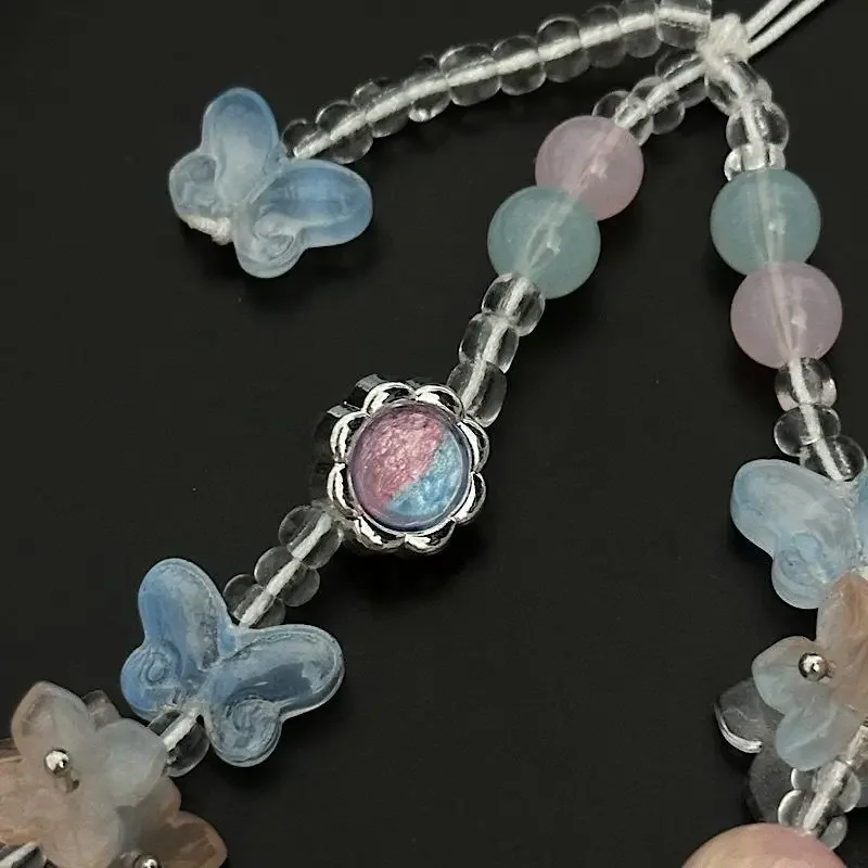 Ins Butterfly Love Beaded Mobile Phone Chain CCD Camera Bag Hanging Chain