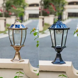 Villa Retro Column Lamps Solar Panel Spotlights LED Light Outdoor Pillar Solar Post Lamp For Patio Garden Decor IP55 Waterproof