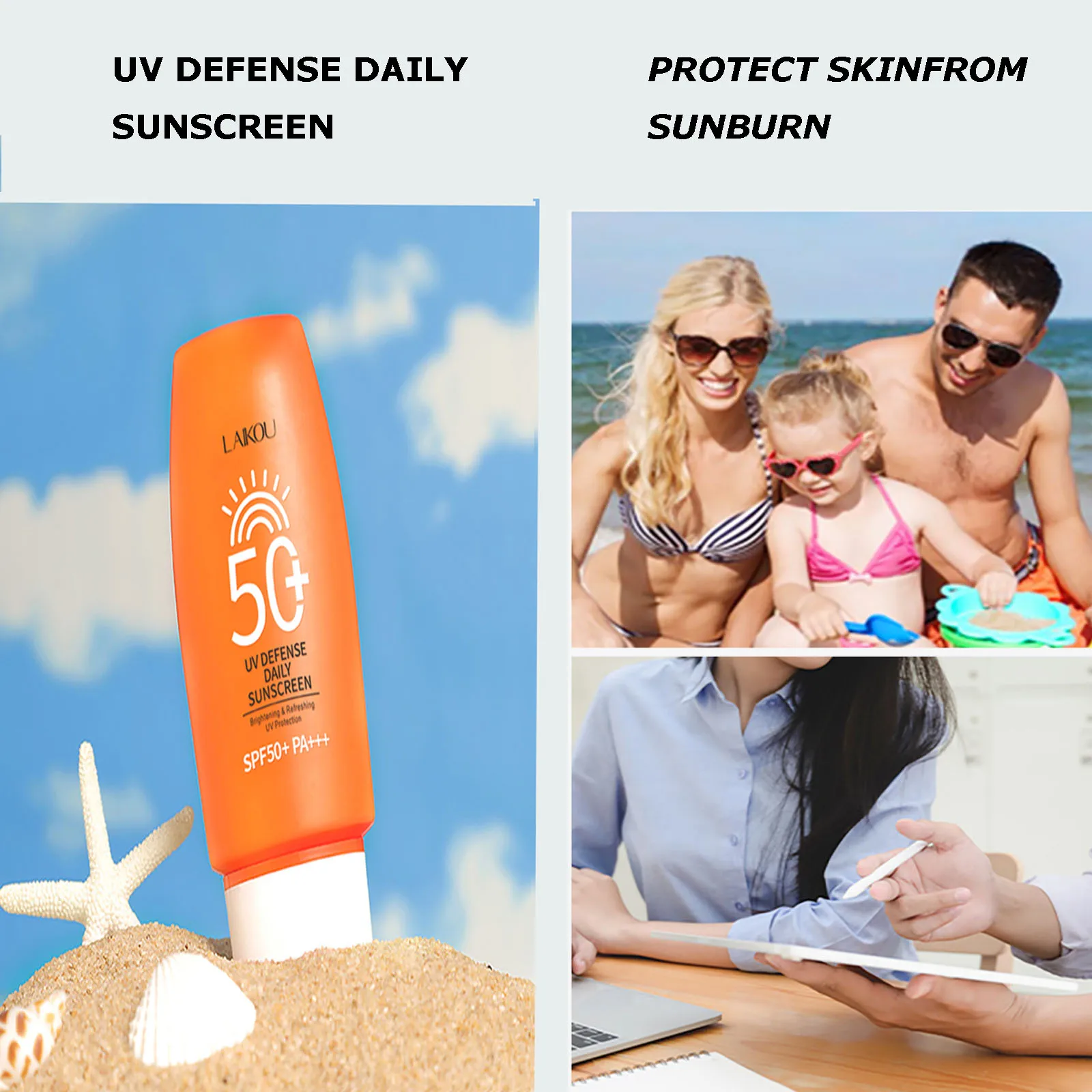 

LAIKOU 50g Facial Sun Block Sunscreen Cream Protector Facial Moisturizer Spf 50 Gel Isolation Face Creams Lotion Cream Skin Ca