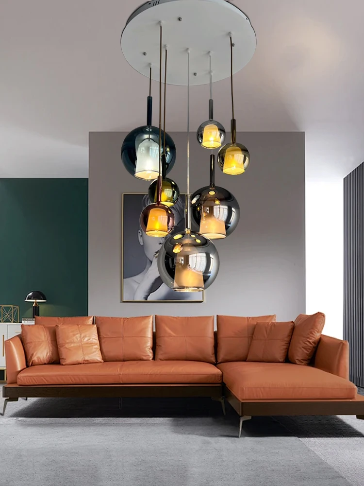Advanced Design Glass Ball Ceiling Chandeliers Dimmable Easy Installation Home Decor Chrome Light Fixture for Dining Room Cafe