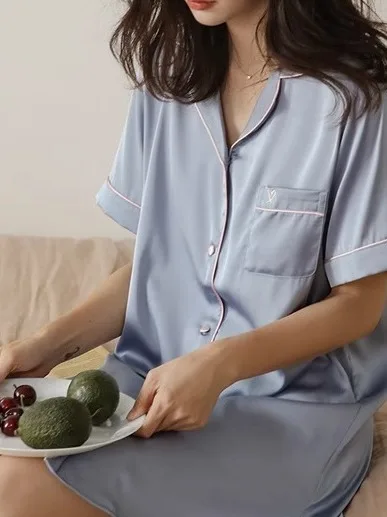 

Ultra-Thin Pure Color Casual Spwear for Women Summer Season Lightweight Home Clothes Women's Nightgown Youth Friendly
