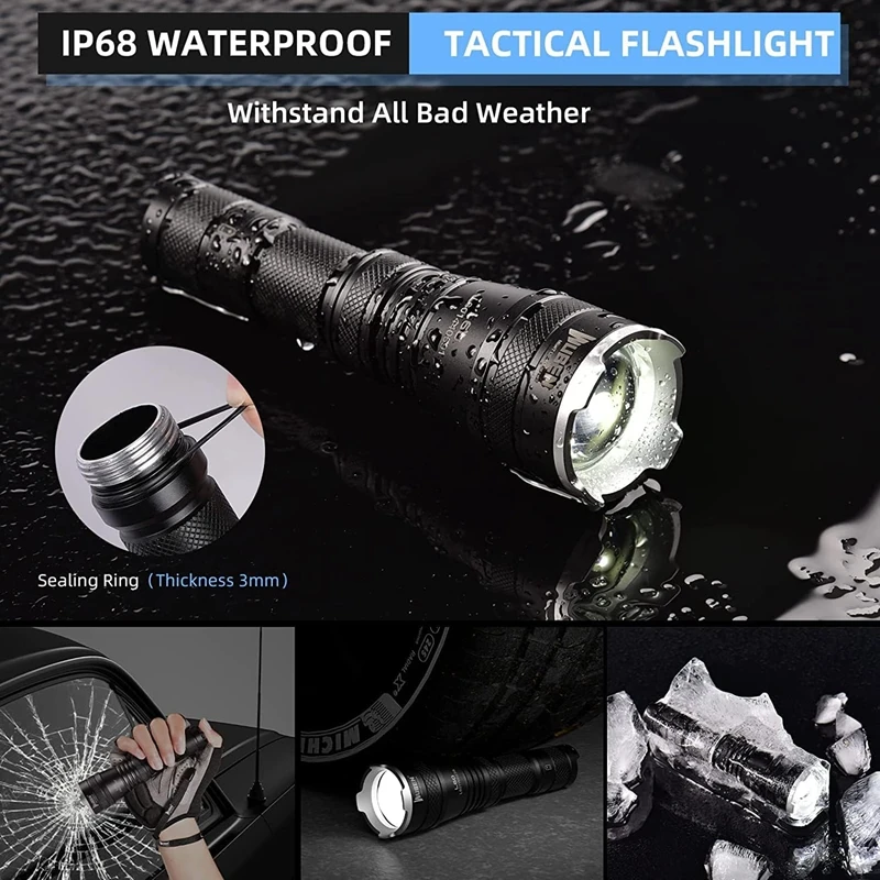 WUBEN L60 Rechargeable Tactical Flashlight 1200Lumens Zoomable Waterproof Troch With 18650 Battery For Outdoor Expedition Light