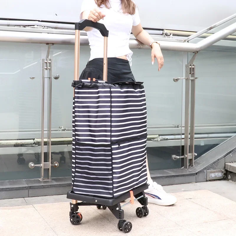 

Новая устойчивая тележка из алюминиевого сплава, складная тележка для покупок, ручная тележка с сумкой.