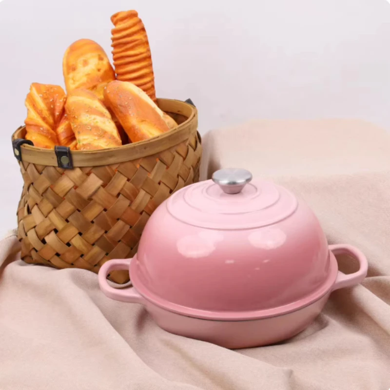 Enamelled Cast Iron Dutch Oven Pot with Lid– Dutch Oven for Sourdough Bread Baking – Cast Iron Bread Pot , 6 Quarts, Bread Pans